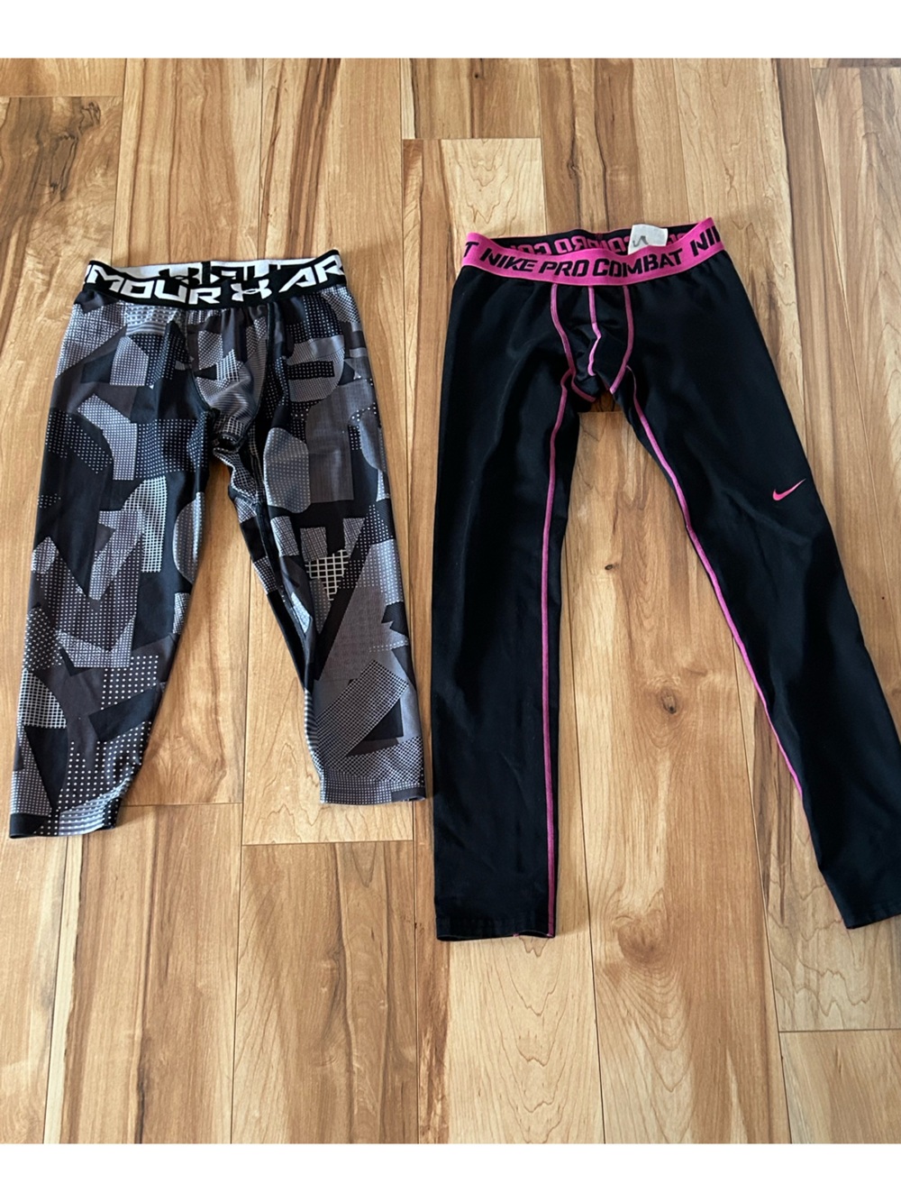 Under Armour and Nike Lot of 2 Boys heat gear leggings.